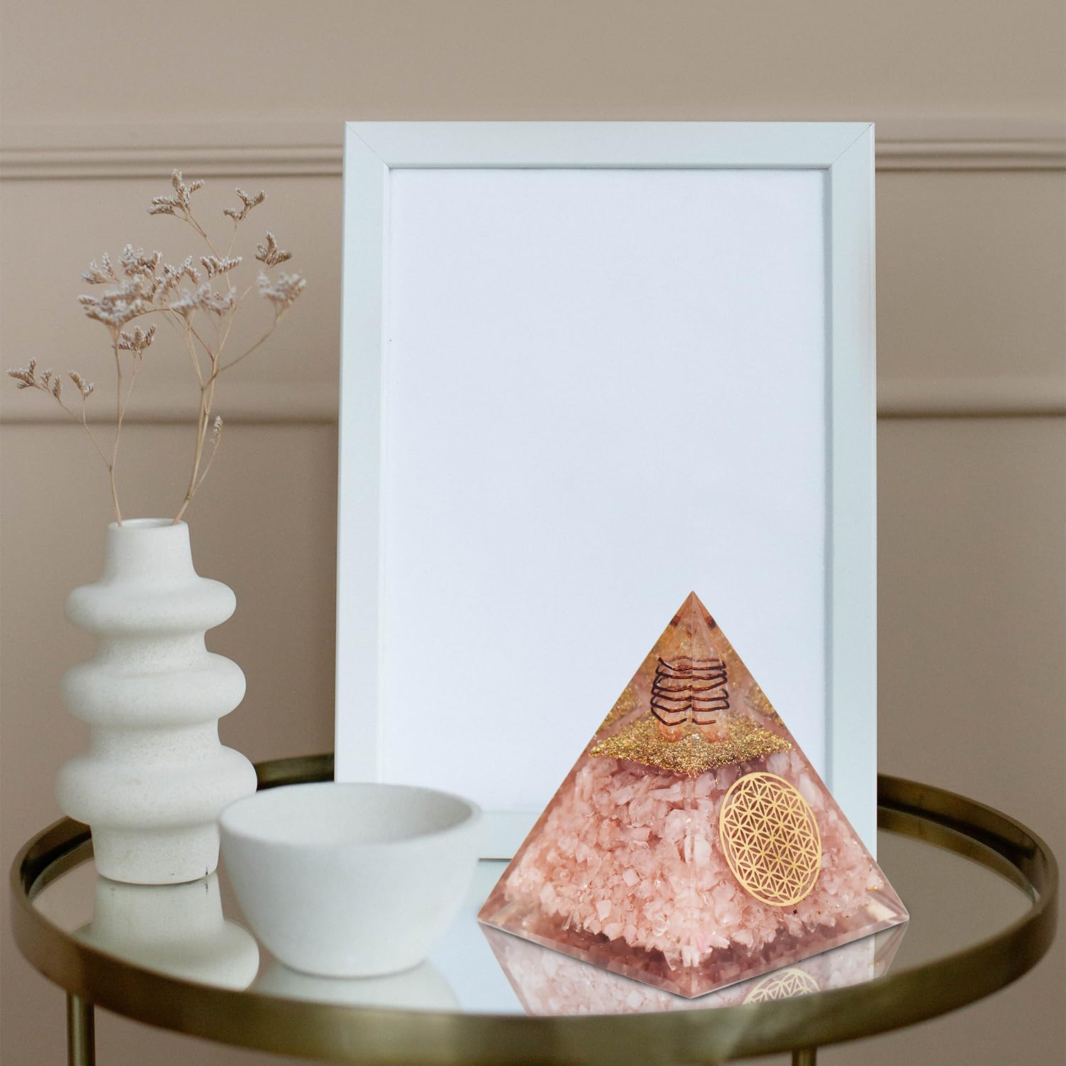Rose Quartz Pink Orgone Pyramid