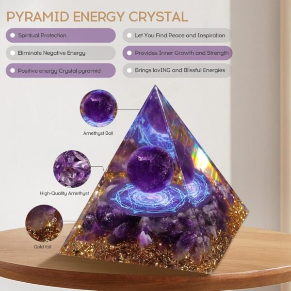 Orgone Amethyst&Obsidian Pyramid - Image 4