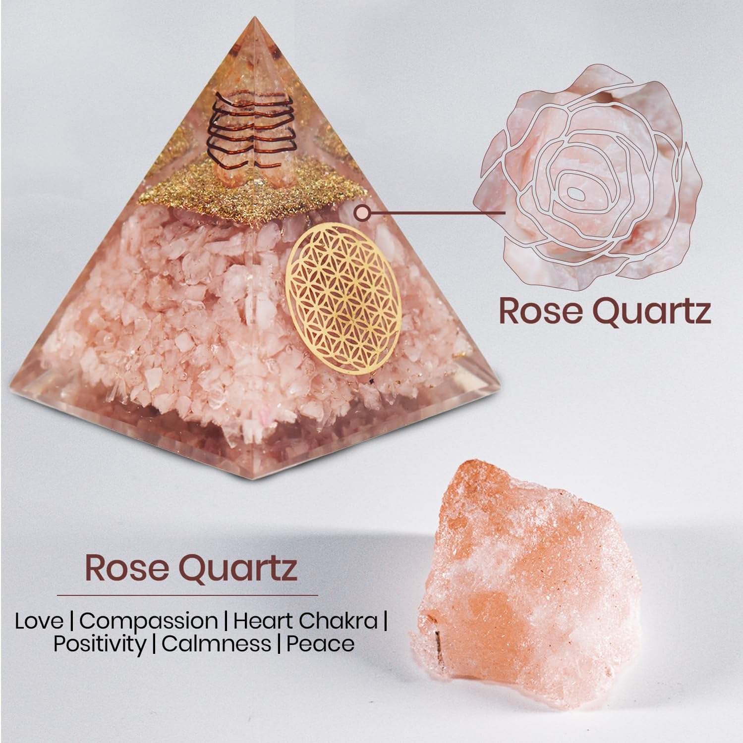 Rose Quartz Pink Orgone Pyramid - Image 4