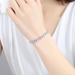 Light luxury style diamond-encrusted love Roman bracelet