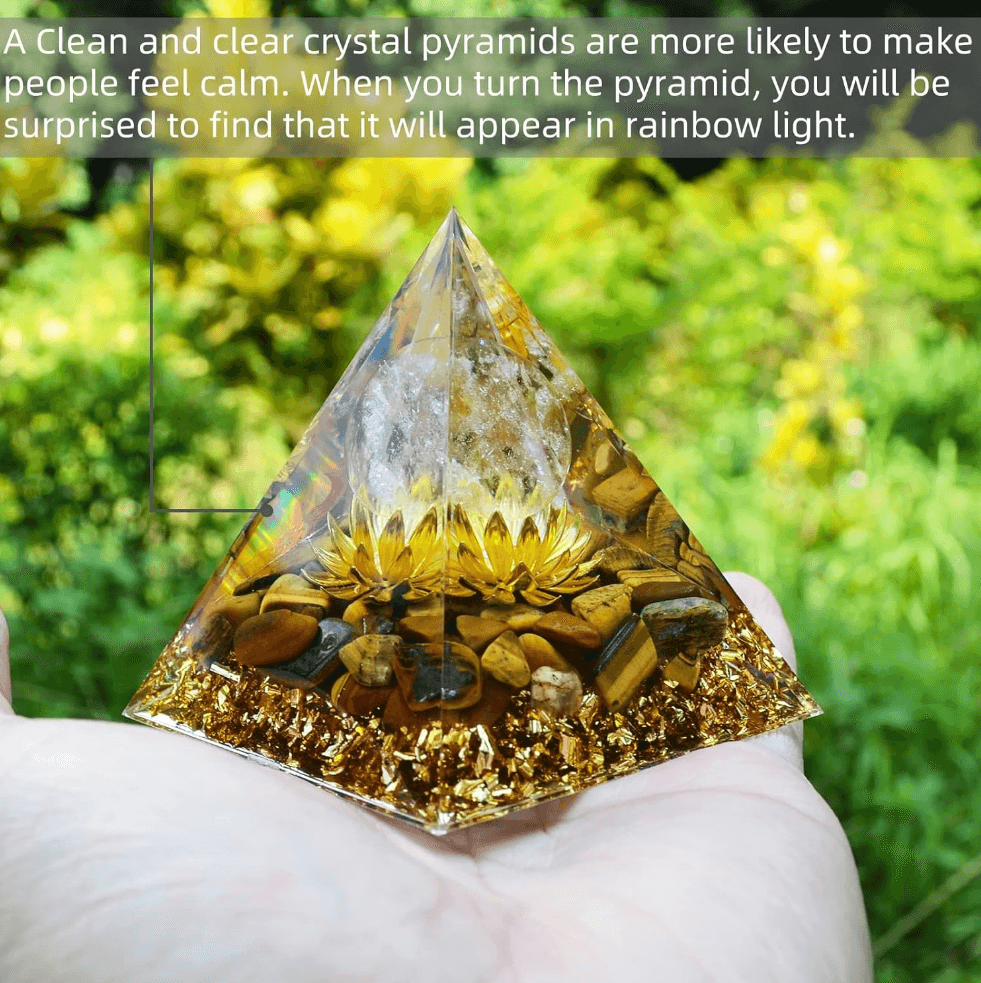 Orgone white crystal Lotus Pyramid