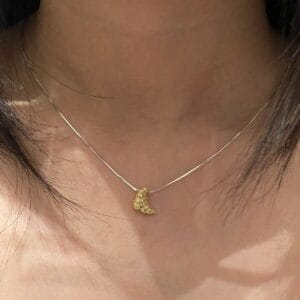 925 silver croissant necklace-golden