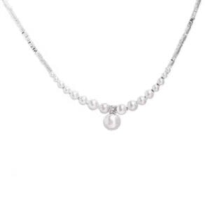 999 silver faux pearl crushed silver necklace