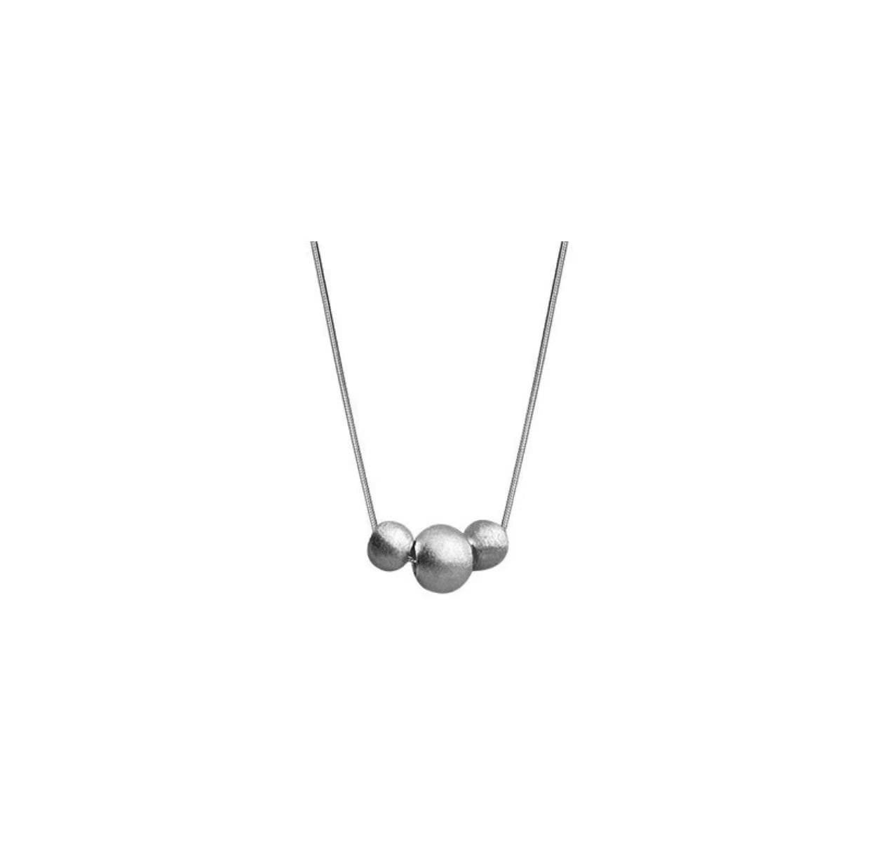 925 Sterling Silver Frosted Transfer Bead Necklace