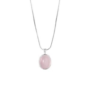 925 Silver Natural Cherry Blossom Pink Chalcedony Necklace