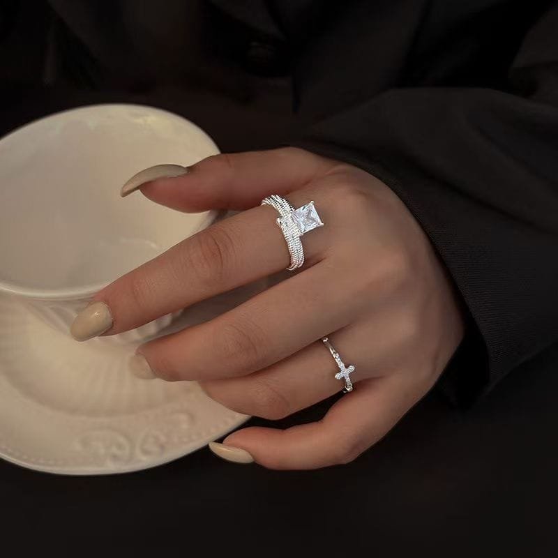 Square Crystal Weave Ring