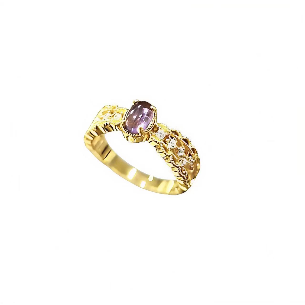925 Sterling Silver Vintage Amethyst‑Tone Ring