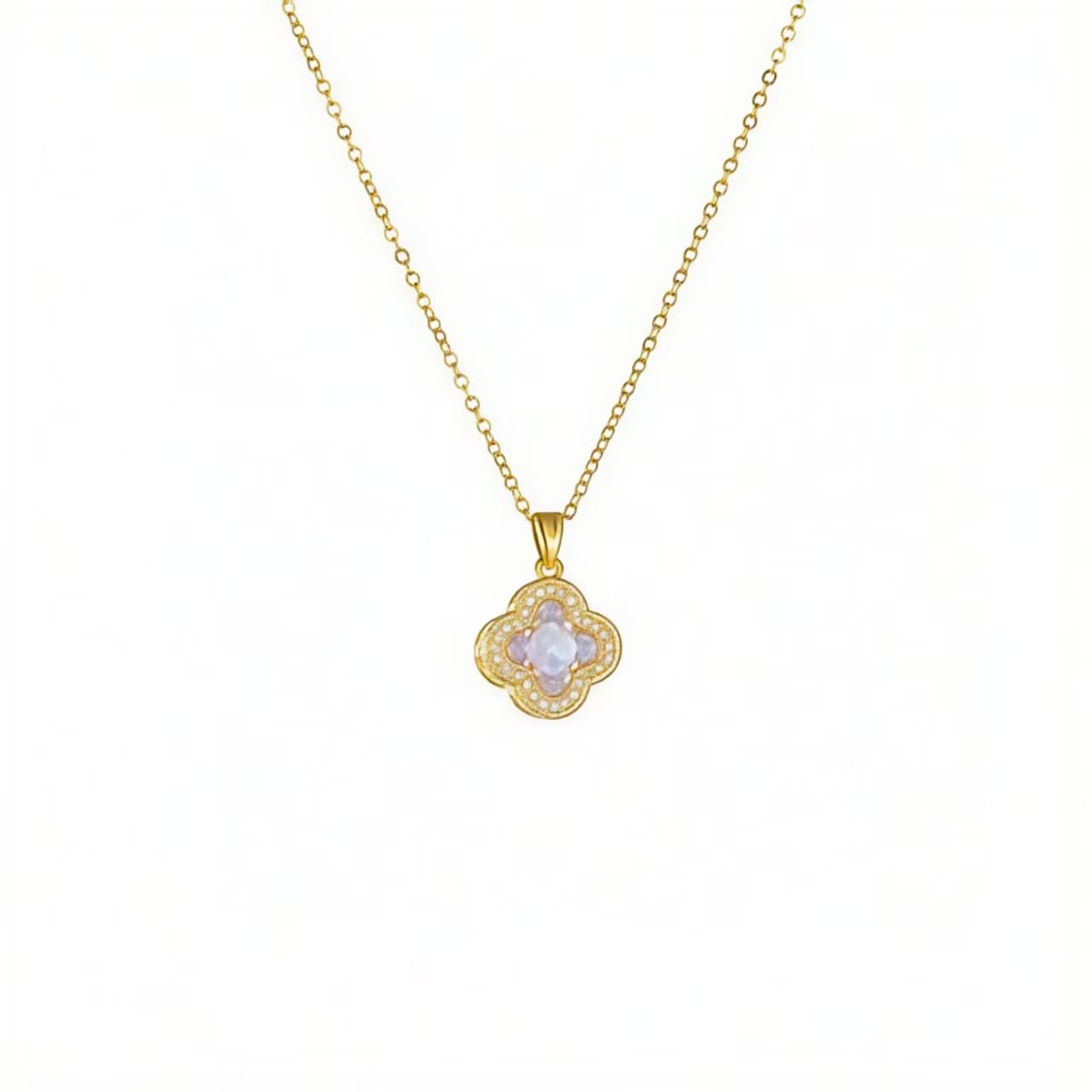 Iridescent Clover Pendant Necklace