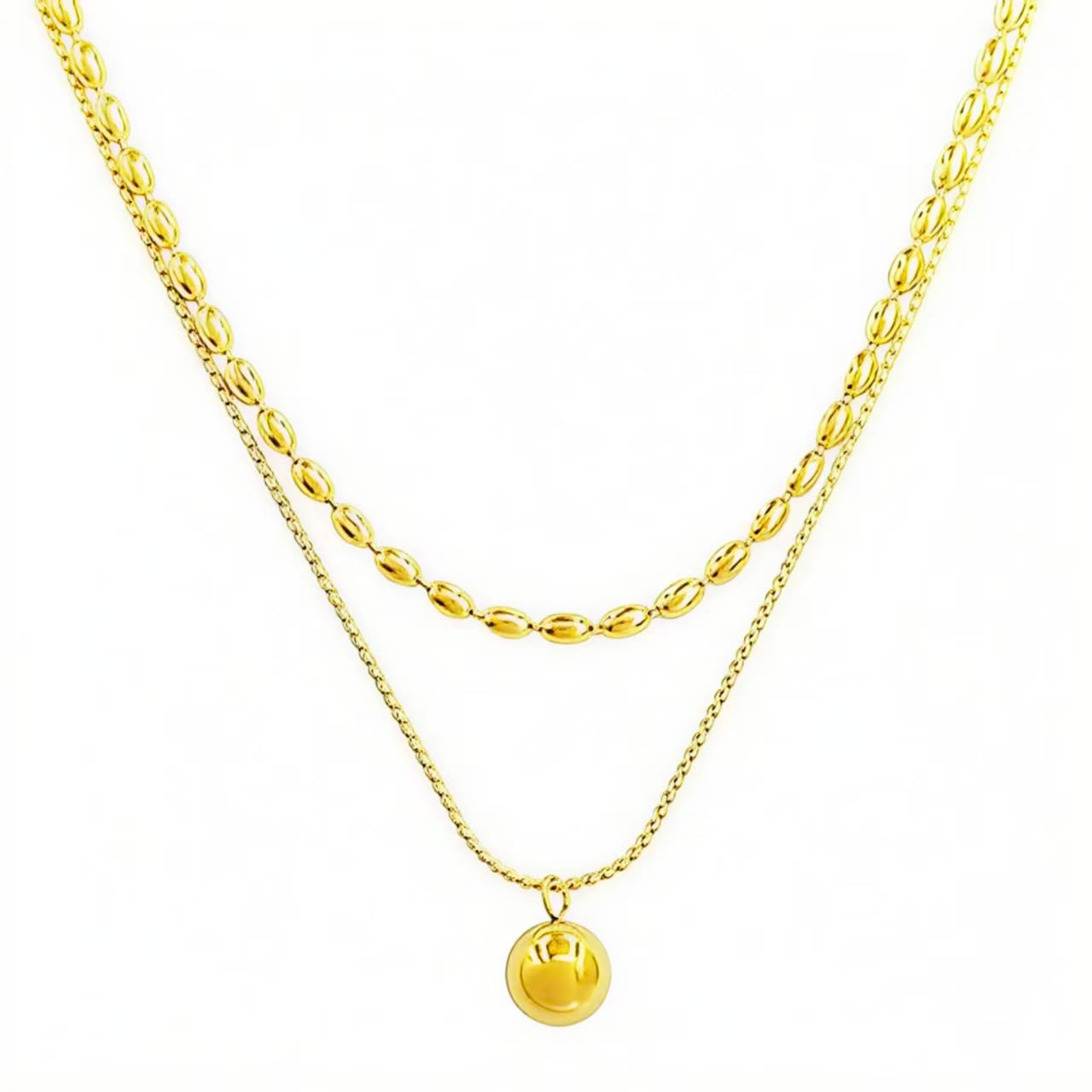 Layered Oval Link Pendant Necklace
