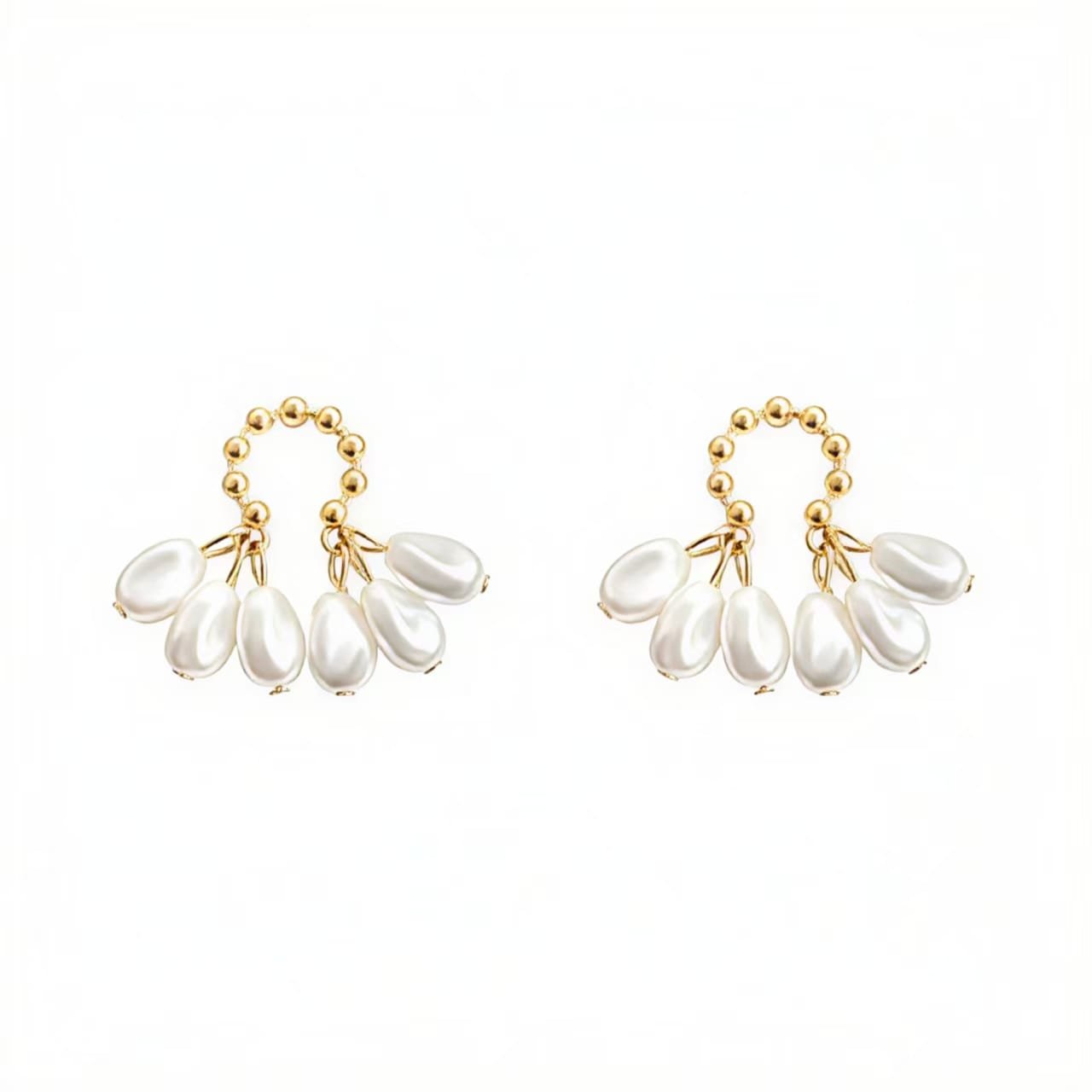 Pearl Drop Hoop Earrings