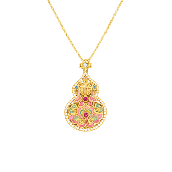 Enamel Gourd Pendant Necklace