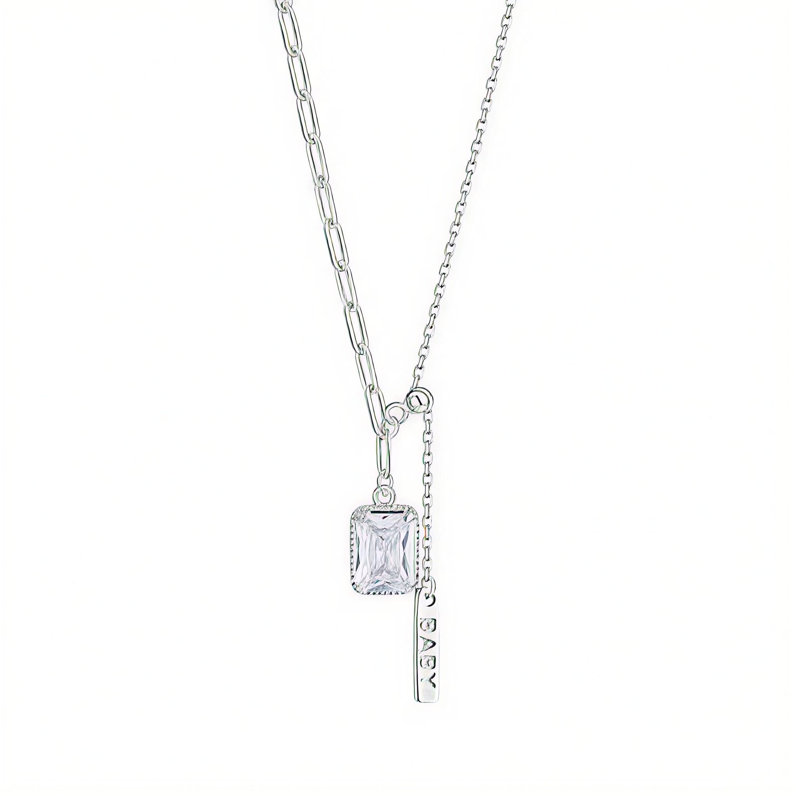 Dual Charm Crystal Tag Necklace