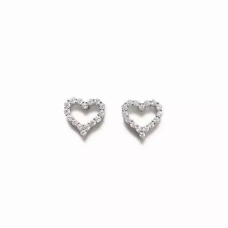 Sparkling Heart Stud Earrings