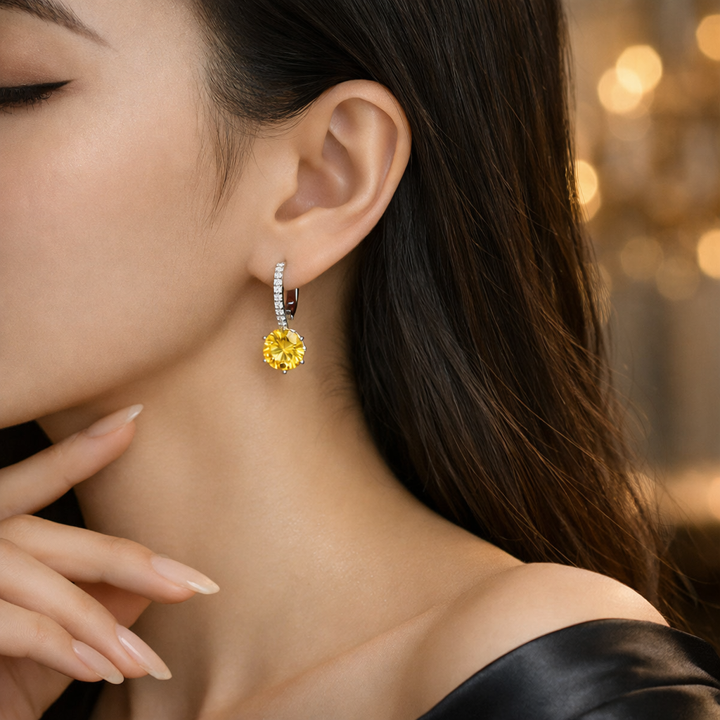 Sparkling Solitaire Drop Earrings